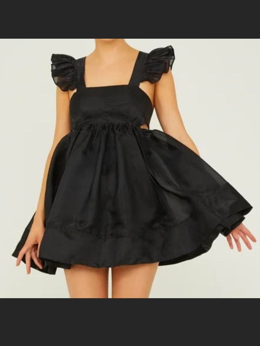 Altar'd State Black Ruffle-Shoulder Open-Back Mini Dress - Picture 3 of 3